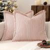 MIULEE Pack of 2 Rust Pillow Covers 26×26 Inch Striped Farmhouse Couch Throw Pillow Covers with Fringe Chic Linen Decorative Cushion Eruo Sham for Sofa Living Room Bed Outdoor Home Decor(Red)