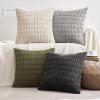 MIULEE Pack of 4 Fall Boho Farmhouse Orange Yellow Corduroy Decorative Throw Pillow Covers 18×18 Inch Soft Striped Pillow Covers Modern Rustic Home Decor for Sofa Living Room Couch Bed(Grey and Olive)
