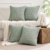 MIULEE Pack of 4 Fall Boho Farmhouse Orange Yellow Corduroy Decorative Throw Pillow Covers 18×18 Inch Soft Striped Pillow Covers Modern Rustic Home Decor for Sofa Living Room Couch Bed(Greyish Green)