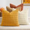 MIULEE Pack of 4 Fall Boho Farmhouse Orange Yellow Corduroy Decorative Throw Pillow Covers 18×18 Inch Soft Striped Pillow Covers Modern Rustic Home Decor for Sofa Living Room Couch Bed(Camel)