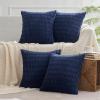 MIULEE Pack of 4 Fall Boho Farmhouse Orange Yellow Corduroy Decorative Throw Pillow Covers 18×18 Inch Soft Striped Pillow Covers Modern Rustic Home Decor for Sofa Living Room Couch Bed(Dark Blue)