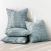MIULEE Pack of 4 Fall Boho Farmhouse Orange Yellow Corduroy Decorative Throw Pillow Covers 18×18 Inch Soft Striped Pillow Covers Modern Rustic Home Decor for Sofa Living Room Couch Bed(Smoke Blue)