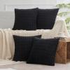 MIULEE Pack of 4 Fall Boho Farmhouse Orange Yellow Corduroy Decorative Throw Pillow Covers 18×18 Inch Soft Striped Pillow Covers Modern Rustic Home Decor for Sofa Living Room Couch Bed(Black)