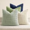MIULEE Pack of 4 Fall Boho Farmhouse Orange Yellow Corduroy Decorative Throw Pillow Covers 18×18 Inch Soft Striped Pillow Covers Modern Rustic Home Decor for Sofa Living Room Couch Bed(Green Blue)