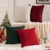 MIULEE Pack of 4 Fall Boho Farmhouse Orange Yellow Corduroy Decorative Throw Pillow Covers 18×18 Inch Soft Striped Pillow Covers Modern Rustic Home Decor for Sofa Living Room Couch Bed(Red and Green)