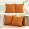 MIULEE Pack of 4 Fall Boho Farmhouse Orange Yellow Corduroy Decorative Throw Pillow Covers 18×18 Inch Soft Striped Pillow Covers Modern Rustic Home Decor for Sofa Living Room Couch Bed(Burnt Orange)