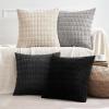 MIULEE Pack of 4 Fall Boho Farmhouse Orange Yellow Corduroy Decorative Throw Pillow Covers 18×18 Inch Soft Striped Pillow Covers Modern Rustic Home Decor for Sofa Living Room Couch Bed(Black and White)