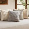 MIULEE Pack of 4 Fall Boho Farmhouse Orange Yellow Corduroy Decorative Throw Pillow Covers 18×18 Inch Soft Striped Pillow Covers Modern Rustic Home Decor for Sofa Living Room Couch Bed(Beige and Brown)