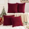 MIULEE Pack of 4 Fall Boho Farmhouse Orange Yellow Corduroy Decorative Throw Pillow Covers 18×18 Inch Soft Striped Pillow Covers Modern Rustic Home Decor for Sofa Living Room Couch Bed(Wine Red)