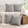 MIULEE Pack of 4 Fall Boho Farmhouse Orange Yellow Corduroy Decorative Throw Pillow Covers 18×18 Inch Soft Striped Pillow Covers Modern Rustic Home Decor for Sofa Living Room Couch Bed(Light Grey)