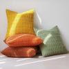 MIULEE Pack of 4 Fall Boho Farmhouse Orange Yellow Corduroy Decorative Throw Pillow Covers 18×18 Inch Soft Striped Pillow Covers Modern Rustic Home Decor for Sofa Living Room Couch Bed(Orange Green)