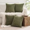 MIULEE Pack of 4 Fall Boho Farmhouse Orange Yellow Corduroy Decorative Throw Pillow Covers 18×18 Inch Soft Striped Pillow Covers Modern Rustic Home Decor for Sofa Living Room Couch Bed(Olive Green)
