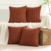 MIULEE Pack of 4 Fall Boho Farmhouse Orange Yellow Corduroy Decorative Throw Pillow Covers 18×18 Inch Soft Striped Pillow Covers Modern Rustic Home Decor for Sofa Living Room Couch Bed(Dark Rust)