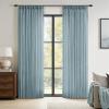 MIULEE Pinch Pleated Terracotta Linen Curtains 84 Inches Long 2 Panels for Bedroom Living Room, Burnt Orange Linen Textured Window Drapes Back Tab Hook Semi Sheer Light Filtering Rust Boho Fall Decor(Stone Blue)