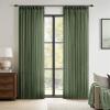 MIULEE Pinch Pleated Terracotta Linen Curtains 84 Inches Long 2 Panels for Bedroom Living Room, Burnt Orange Linen Textured Window Drapes Back Tab Hook Semi Sheer Light Filtering Rust Boho Fall Decor(Olive Green)