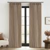 MIULEE Pinch Pleated Thick Linen Curtains 96 Inches Long 2 Panels for Living Room Bedroom, Memory Trained Pleat Drapes Light Filtering Nautral Birch Semi Sheer Window Curtains Hooks Rings Back Tab(Linen Brown)