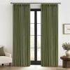 MIULEE Pinch Pleated Thick Linen Curtains 96 Inches Long 2 Panels for Living Room Bedroom, Memory Trained Pleat Drapes Light Filtering Nautral Birch Semi Sheer Window Curtains Hooks Rings Back Tab(Olive Green)