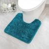 MIULEE Rust Microfiber Toilet Bath Mat U-Shaped Contour Shaggy Rugs Non Slip Extra Thick Soft Absorbent Water for Bathroom Commode Machine Washable(20×20 Inch)(Teal)