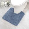 MIULEE Rust Microfiber Toilet Bath Mat U-Shaped Contour Shaggy Rugs Non Slip Extra Thick Soft Absorbent Water for Bathroom Commode Machine Washable(20×20 Inch)(Dusty Blue)