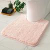 MIULEE Rust Microfiber Toilet Bath Mat U-Shaped Contour Shaggy Rugs Non Slip Extra Thick Soft Absorbent Water for Bathroom Commode Machine Washable(20×20 Inch)(Blush)