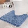 MIULEE Rust Microfiber Toilet Bath Mat U-Shaped Contour Shaggy Rugs Non Slip Extra Thick Soft Absorbent Water for Bathroom Commode Machine Washable(20×20 Inch)(Blue)