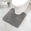 MIULEE Rust Microfiber Toilet Bath Mat U-Shaped Contour Shaggy Rugs Non Slip Extra Thick Soft Absorbent Water for Bathroom Commode Machine Washable(20×20 Inch)(Grey)