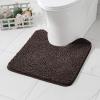 MIULEE Rust Microfiber Toilet Bath Mat U-Shaped Contour Shaggy Rugs Non Slip Extra Thick Soft Absorbent Water for Bathroom Commode Machine Washable(20×20 Inch)(Brown)