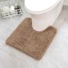 MIULEE Rust Microfiber Toilet Bath Mat U-Shaped Contour Shaggy Rugs Non Slip Extra Thick Soft Absorbent Water for Bathroom Commode Machine Washable(20×20 Inch)(Light Brown)