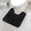 MIULEE Rust Microfiber Toilet Bath Mat U-Shaped Contour Shaggy Rugs Non Slip Extra Thick Soft Absorbent Water for Bathroom Commode Machine Washable(20×20 Inch)(Black)