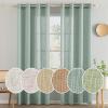 MIULEE Sage Green Linen Curtains 84 Inch Length 2 Panels Set for Bedroom Living Room, Soft Thick Linen Textured Window Drapes Semi Sheer Light Filtering Grommet Top Burlap Look Farmhouse Decor(Aqua)