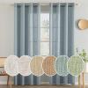 MIULEE Sage Green Linen Curtains 84 Inch Length 2 Panels Set for Bedroom Living Room, Soft Thick Linen Textured Window Drapes Semi Sheer Light Filtering Grommet Top Burlap Look Farmhouse Decor(Stone Blue)