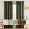 MIULEE Sage Green Linen Curtains 84 Inch Length 2 Panels Set for Bedroom Living Room, Soft Thick Linen Textured Window Drapes Semi Sheer Light Filtering Grommet Top Burlap Look Farmhouse Decor(Olive Green)