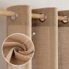 MIULEE Sage Green Linen Curtains 84 Inch Length 2 Panels Set for Bedroom Living Room, Soft Thick Linen Textured Window Drapes Semi Sheer Light Filtering Grommet Top Burlap Look Farmhouse Decor(Linen Brown)