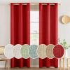 MIULEE Sage Green Linen Curtains 84 Inch Length 2 Panels Set for Bedroom Living Room, Soft Thick Linen Textured Window Drapes Semi Sheer Light Filtering Grommet Top Burlap Look Farmhouse Decor(Red)