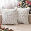 MIULEE Set of 2 Christmas Decorative Throw Pillow Covers Soft Faux Fur Winter Pillow Covers with Silver Snowflake Glitter Holiday Festival Pillowcases for Couch Sofa Bed, 18×18inch, Red(Ivory)