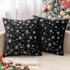 MIULEE Set of 2 Christmas Decorative Throw Pillow Covers Soft Faux Fur Winter Pillow Covers with Silver Snowflake Glitter Holiday Festival Pillowcases for Couch Sofa Bed, 18×18inch, Red(Black)