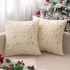MIULEE Set of 2 Christmas Decorative Throw Pillow Covers Soft Faux Fur Winter Pillow Covers with Silver Snowflake Glitter Holiday Festival Pillowcases for Couch Sofa Bed, 18×18inch, Red(Beige)