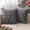 MIULEE Set of 2 Christmas Decorative Throw Pillow Covers Soft Faux Fur Winter Pillow Covers with Silver Snowflake Glitter Holiday Festival Pillowcases for Couch Sofa Bed, 18×18inch, Red(Grey)