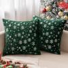 MIULEE Set of 2 Christmas Decorative Throw Pillow Covers Soft Faux Fur Winter Pillow Covers with Silver Snowflake Glitter Holiday Festival Pillowcases for Couch Sofa Bed, 18×18inch, Red(Dark Green)