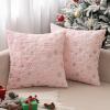 MIULEE Set of 2 Christmas Decorative Throw Pillow Covers Soft Faux Fur Winter Pillow Covers with Silver Snowflake Glitter Holiday Festival Pillowcases for Couch Sofa Bed, 18×18inch, Red(Light Pink)