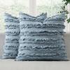 MIULEE Set of 2 Decorative Boho Throw Pillow Covers Linen Striped Jacquard Pattern Cushion Covers for Sofa Couch Living Room Bedroom 18×18 Inch Red(Blue Grey)