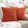 MIULEE Set of 2 Decorative Boho Throw Pillow Covers Linen Striped Jacquard Pattern Cushion Covers for Sofa Couch Living Room Bedroom 18×18 Inch Red(Burnt Orange)