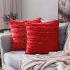 MIULEE Set of 2 Decorative Boho Throw Pillow Covers Linen Striped Jacquard Pattern Cushion Covers for Sofa Couch Living Room Bedroom 18×18 Inch Red(Christmas Red)