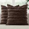MIULEE Set of 2 Decorative Boho Throw Pillow Covers Linen Striped Jacquard Pattern Cushion Covers for Sofa Couch Living Room Bedroom 18×18 Inch Red(Dark Brown)