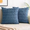 MIULEE Set of 2 Decorative Boho Throw Pillow Covers Linen Striped Jacquard Pattern Cushion Covers for Sofa Couch Living Room Bedroom 18×18 Inch Red(Dark Blue)