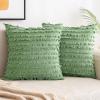 MIULEE Set of 2 Decorative Boho Throw Pillow Covers Linen Striped Jacquard Pattern Cushion Covers for Sofa Couch Living Room Bedroom 18×18 Inch Red(Grass Green)
