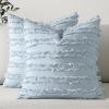 MIULEE Set of 2 Decorative Boho Throw Pillow Covers Linen Striped Jacquard Pattern Cushion Covers for Sofa Couch Living Room Bedroom 18×18 Inch Red(Light Blue)