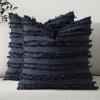 MIULEE Set of 2 Decorative Boho Throw Pillow Covers Linen Striped Jacquard Pattern Cushion Covers for Sofa Couch Living Room Bedroom 18×18 Inch Red(Navy Blue)