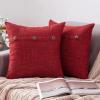 MIULEE Set of 2 Decorative Linen Throw Pillow Covers Cushion Case Triple Button Vintage Farmhouse Pillowcase for Couch Sofa Bed 12 x 20 Inch 30 x 50 cm Beige(Wine Red)