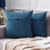 MIULEE Set of 2 Decorative Linen Throw Pillow Covers Cushion Case Triple Button Vintage Farmhouse Pillowcase for Couch Sofa Bed 12 x 20 Inch 30 x 50 cm Beige(Navy Blue)